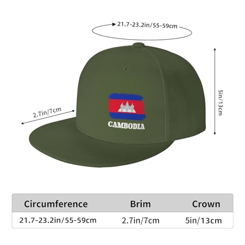 Funny Cambodian Cambodia Flag Snapback Hat Unisex Flat Brim Bill Baseball Cap Black2