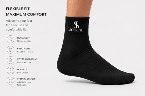 Image of Ankle Socks, 3 Pairs, Black, Navy Blue, and Charcoal Grey, Stretch Fit, Reinforced Heel and Toe, for Men and Women