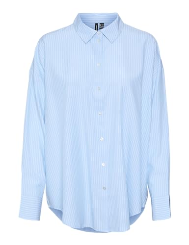 VERO MODA Oversize Shirt Vmnora LS Wvn Ga Noos-Camiseta de Gran tamaño, Azul Airy, XL Mujeres