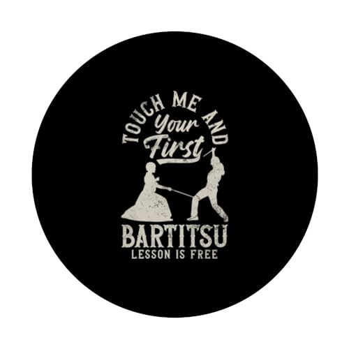 Bartitsu Touch Me Lesson Is Free Funny Bartitsi Fighter PopSockets Swappable PopGrip, Black - Image 3