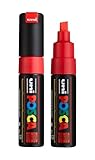 posca uni PC-8K Water-Based Paint Markers, Broad Tip (8mm), Fluorescent Red, 2 Count