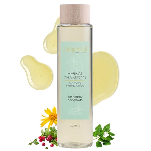 Calinachi Cosmetics Champú para el crecimiento del cabello, sin sulfatos, con ortiga y árnica, 100% natural
