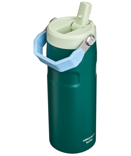 Image of STANLEY IceFlow Flip Straw 2.0 Water Bottle 16 oz | Built-In Straw with Larger Opening | Lightweight and Leak Resistant | Insulated Stainless Steel | BPA-Free | Emerald Honeydew