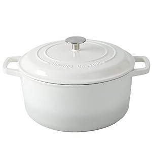 Enameled Cast Iron Dutch Oven Pot with Lid, 6-Quart Round Dutch Ovens Dual Handle, Bread Oven for Bread Baking, Oven Safe up to 500°F, White