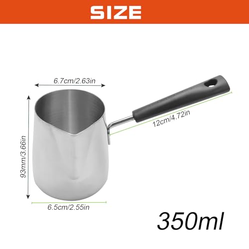 Jarra de metal para derretir cera de velas y jabón con mango protector 350ml 8