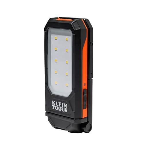 Klein Tools 56079 Slim Rechargeable Personal Work Light 500-Lumen Magnetic LED Portable Flashlight 360-Degree Rotation and Carabiner USB-C Rechargeable Inspection Light