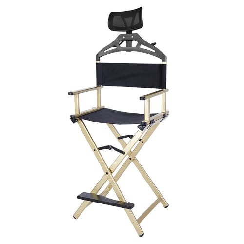 Taburete plegable, silla de camping portátil con reposacabezas, soporta hasta 300 libras, ideal para uso en salón y estudio