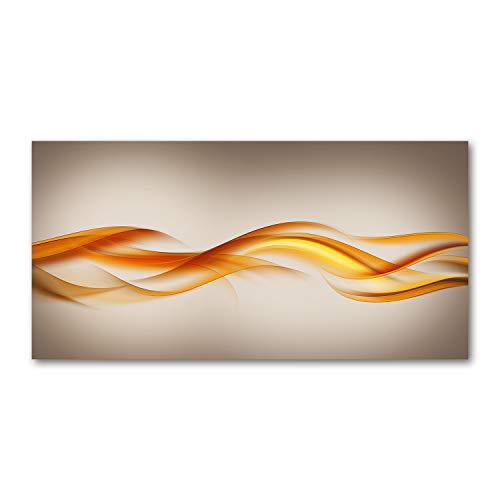 Crédence de cuisine 140x70cm en verre trempé orange vagues