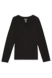 French Toast Girls' Long Sleeve Crewneck Tee Shirt, Black, XL (14/16),Big Girls