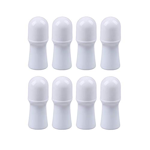 PONERIR 8 Pieces 30ml Deodorant Bottles,Plastic Roll On Bottle Empty Refillable White Deodorant Containers With Plastic Roller Ball