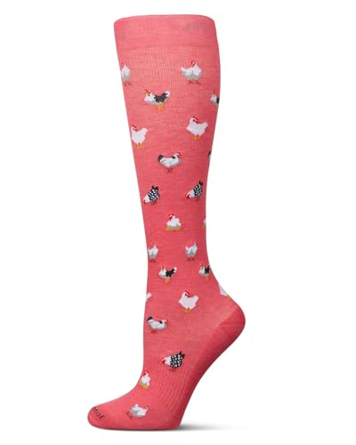 Image of MeMoi Wellfit Women's Rooster-Themed Rayon-Blend Graduated Compression Knee Sock