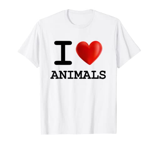 I Love ANIMALS Animal Pet Lover - Camiseta con diseño de corazón Camiseta