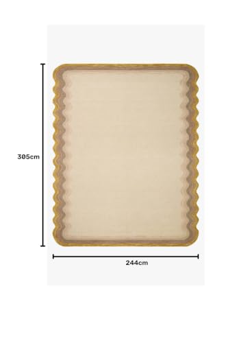 Image of Modern Irregular Shape Pattern Wool Carpet with Loop Texture Yarn Anti Shedding Carpet Size 8x10 Feet B3 Gold Multi Color
