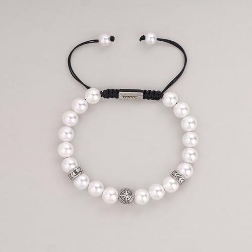 Pulsera brújula para hombre GAVU con perlas y cuentas miniatura 6