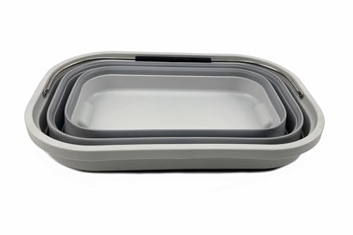 SAMMART 20.8L (5.49 Gallon) Collapsible Rectangular Handy Basket/Bucket (Grey/Dark Grey)