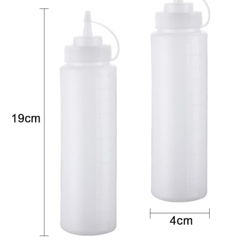 LNJBABAO 2 Pcs Sauce Bottle 8oz Squeeze Bottle Plastic Squeezy Sauce Bottles for Condiments Ketchup Syrup BBQ Sauce Mustard Salad Dressing 250mL