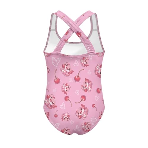 Image of Girls One Piece Swimsuit Axolotl Cross Back Straps Bathing Suit Lightweight Quick Dry Gymnastics Leotard