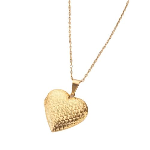 Caiduoduo Ornement collier en acier inoxydable échelles collier cadre photo en forme de coeur