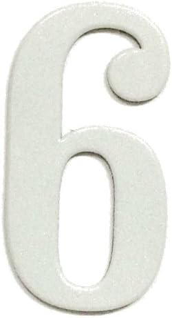 NumbersAndLetters - Fancy White Thick Outdoor Adhesive Reflective Mailbox Number or House Number - Single Digit Number 6 - Size - 6 Inch - 1/8 Inch thick