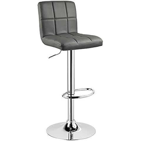 WOLTU 9167-1 Taburete de Bar Giratorio y Altura Regulable en Cuero sintético Gris Cover