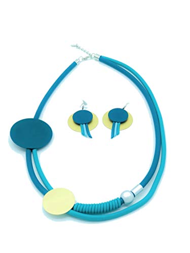 Preisvergleich Produktbild Maison Castellar Schmuck-Set Halskette und Ohrringe, Ethno-Stil, Grün / Türkis