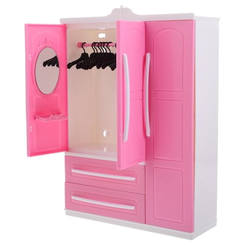 ERINGOGO Doll Wardrobe with Hangers for Boys and Girls Multifunctional Dollhouse Storage Furniture for Organizing Toy Clothes Includes for Playtime and Room Decoration