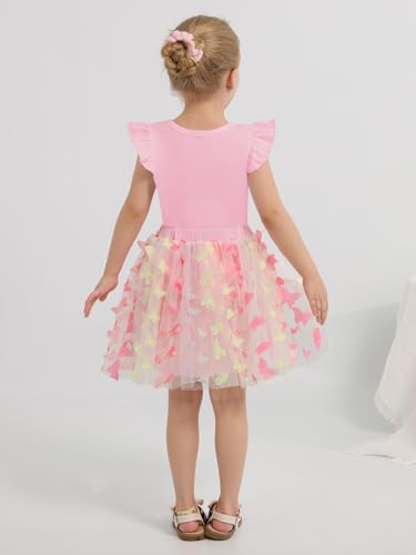 Image of Girls Tulle Skirt Set Kid Toddler Girl 2 Piece Outfits Ruffle Sleeve T-Shirt Bowknot Tutu Dress Birthday Party Outfit