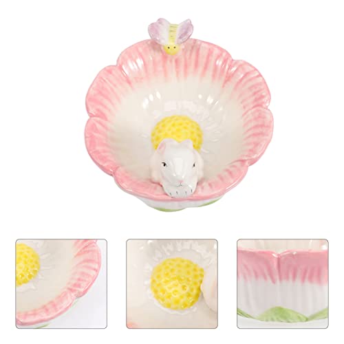 Pretyzoom Ceramic Cabbage Bowls Bunny Fruit Salad Bowls Easter Rabbit Cabbage Candy Dish Dessert Serving Bowl Easter Decoration (Pink) #TOP2