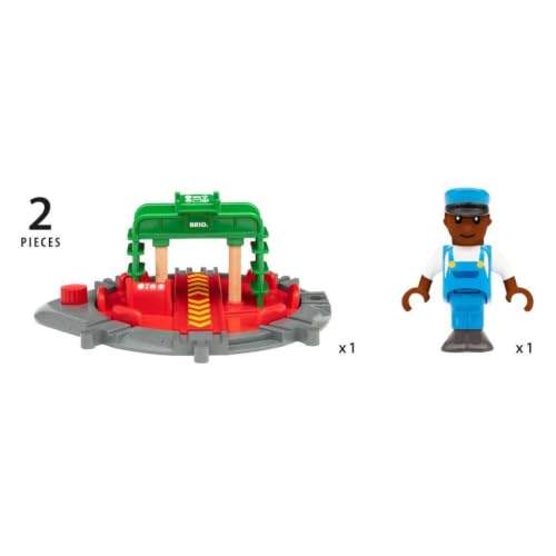 BRIO World 33476 - Turntable & Figure | 2 Piece Wooden Toy Train Accessory for Kids | Multiple Track Connection Points | Spacious Turntable | Poseable Train Engineer Figure | Ages 3 and Up - image 8