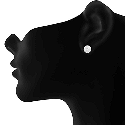Women's Rhodium Plated Football Crystal Stud Earrings