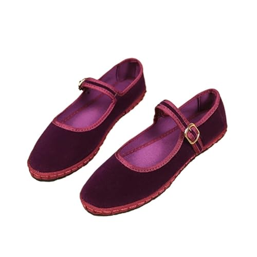 Retro Flat Shoes for Women Casual Buckle Strap Women's Flats Solid Round Toe Shallow Soft Bottom Ladies Shoes