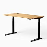 Fully Jarvis Standing Desk 60' x 30' Natural Bamboo Top - Electric Adjustable Desk Height from 25.5' to 51' with Memory Preset Controller (Rectangle, Black Frame)