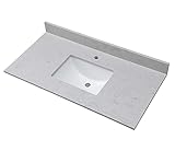 Montary 37 Inch Bathroom Vanity Top Calacatta Gray Engineered Marble Stone 1 Pre-Drilled Hole Vanity Top with Undermount Ceramic Sink and Backsplash (Not Included Faucet)