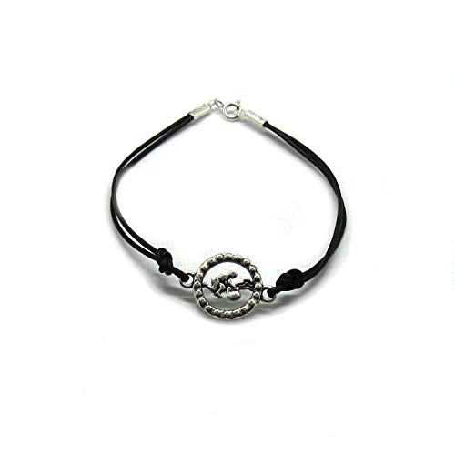 Bracelet Verseau argent 925 cuir B000230 idée cadeau idéal