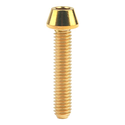 Image of Titanium Ti DIN912 M4 8 10 12 15 20mm Tapered Head Hex Bolts Bicycle Screws Pack of 6 (Gold, M4x20mm)