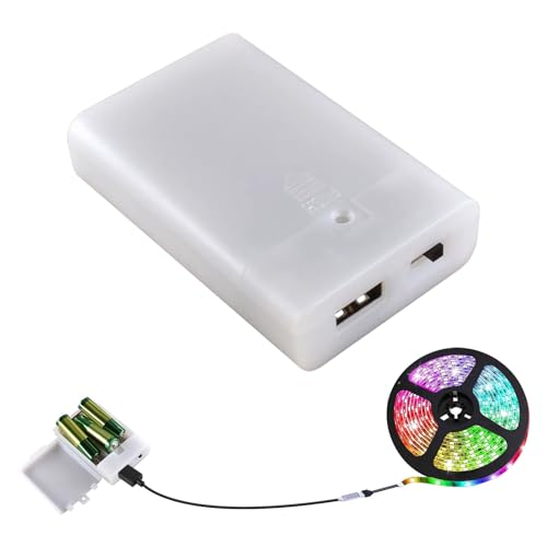 Battery Case Box with Usb Port, 3 X 1.5V AA Battery Power Bank Case Storage with On/Off Switch Cover for 4.5V Usb Battery Pack for Led Lights, Led Strip, Fairy String Lights for Christmas Decoration