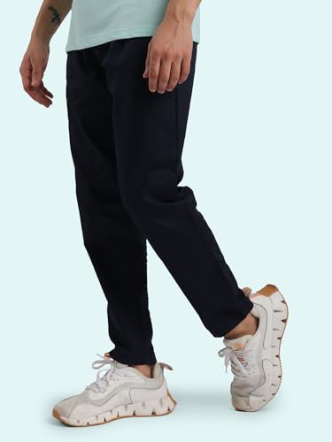 Image of Rupa Bumchums Men's Easy Care Cotton-Linen Relaxed Fit Trousers with Adjustable Drawstring and Secure Zip Pockets