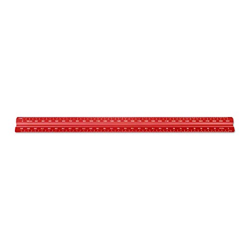Image of Alumicolor Aluminum Engineer Metric Solid Drafting Scale, 30 Centimeter, Red