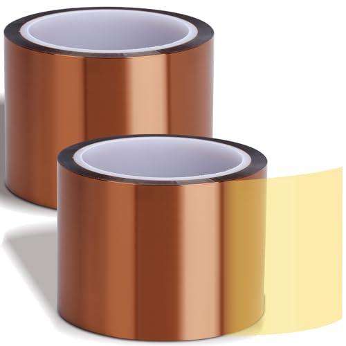 Image of 2 Rolls 75mm x 50m (164ft) Sublimation Tape Heat Transfer Tape, Heat Resistant Tape Sublimation Bulk, Brown Heat Transfer Tape for Sublimation Press Electronic Soldering Insulation, No Residue