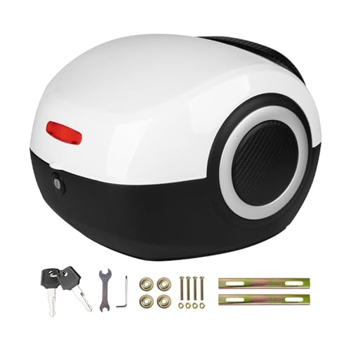 Bauletto Scooter Universale Moto Adventure Bauletto Top Case Posteriore Baule Moto 35L Bagaglio per Moto con Serratura di Sicurezza Valigia Moto con Schienale White