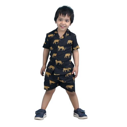 Image of POLKA TOTS Cotton Baby Boys Co-ords Set | Half Sleeves Shirt & Shorts Outfit for Kids & Toddlers | Soft Breathable Summer Clothing Set | Casual Wear Dress
