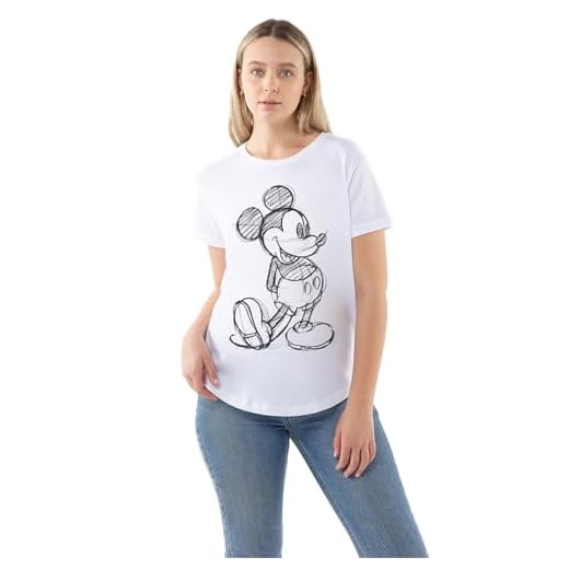 Disney Musse Pigg skiss T-shirt, dam, vit, 40 EU