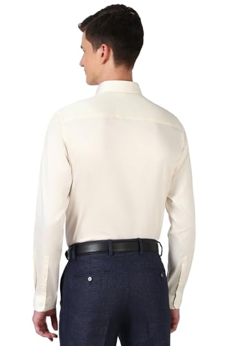 Image of Peter England Men's Satin Solid Regular Fit Formal Shirt | Cotton with Satin Sheen | Luxury