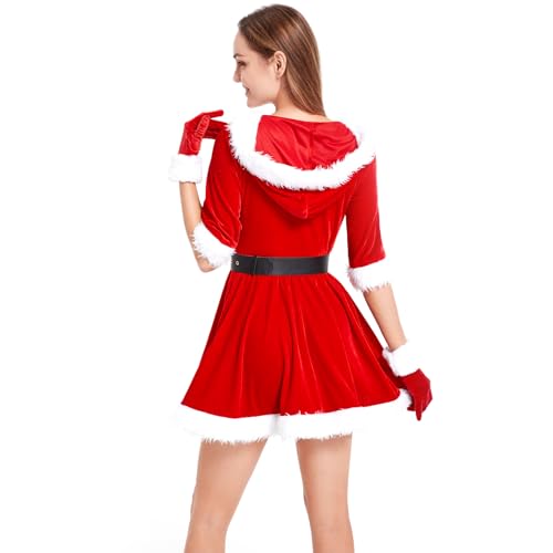 DressVoguer Fantasia de Papai Noel para mulheres, fantasia de Natal para mulheres adultas, roupas de