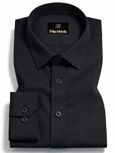 Image of FILO HEVIS Men's Shirt Regular Fit Solid Self-Cord Cotton Blended, Soft Fabric Stylish Formal Wear Man Shirt, Spread Collar Full Sleeves,(Available in Plus Size)