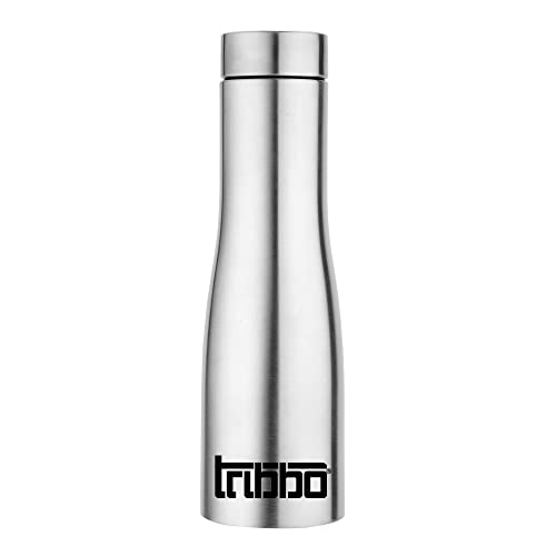Image of TRIBBO Stainless Steel Water Bottle 750 ML, Water Bottles for Fridge, School,Gym,Home,Office,Boys, Girls, Kids, Leak Proof(Silver,Steel Cap, Set of 1, 750 ML Model-Flora)