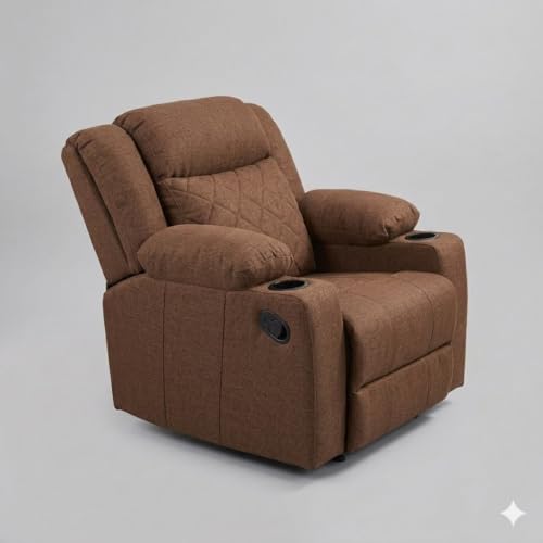 Image of Amazon Brand - Solimo Cosmo | Single Seater Sofa Recliner | Manual Recliner (Velvet Brown) | 1 Year Warranty