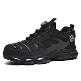 [Vedica] 安全靴 メンズ 防水 作業靴 ダイヤル式 鋼先芯 おしゃれ 軽量 厚底 工事現場 安全スニーカー 通気 防刺 滑り止 セーティーシューズ ワークシューズ 耐摩耗 クッション あんぜん靴 溶接 作業用 (ブラック-2,26.5 cm)