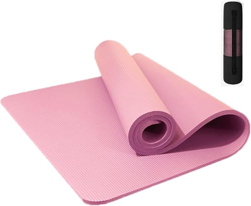 ヨガマット 厚め トレーニングマット 185*90cm幅広 多機能高級運動 エクササイズマット ストレッチマット 収納バンド 収納バッグ付き 厚さ15mm (ピンク)