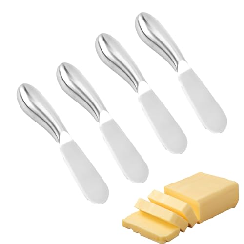 4 Stück Buttermesser Klein,Butter Knife,Streichmesser,Dessertmesser,Kleine Brot Creme Messer,Butter Messer,Kleine Messer Für Dips,Edelstahl...